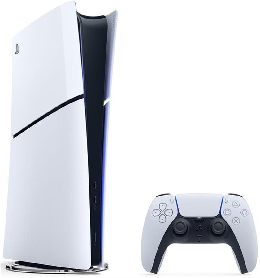 Consola Sony Playstation 5 Slim Disk Edition de 1 TB blanca y controlador inalámbrico Dualsense Ps5 blanco