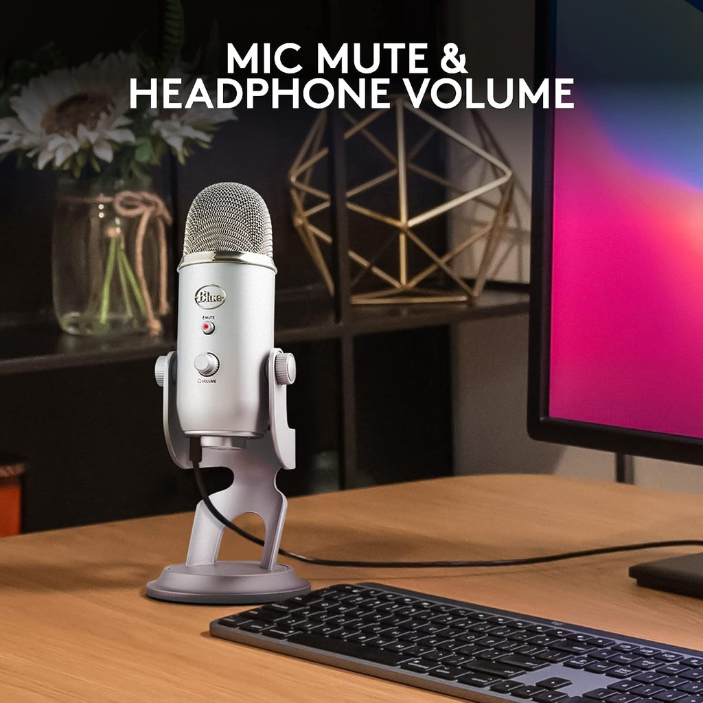 Micrófono Usb Logitech Blue Yeti Para Gaming Streaming Plateado