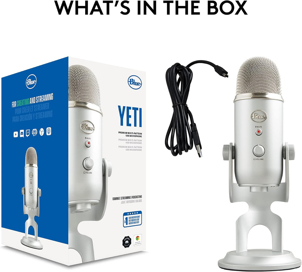 Micrófono Usb Logitech Blue Yeti Para Gaming Streaming Plateado